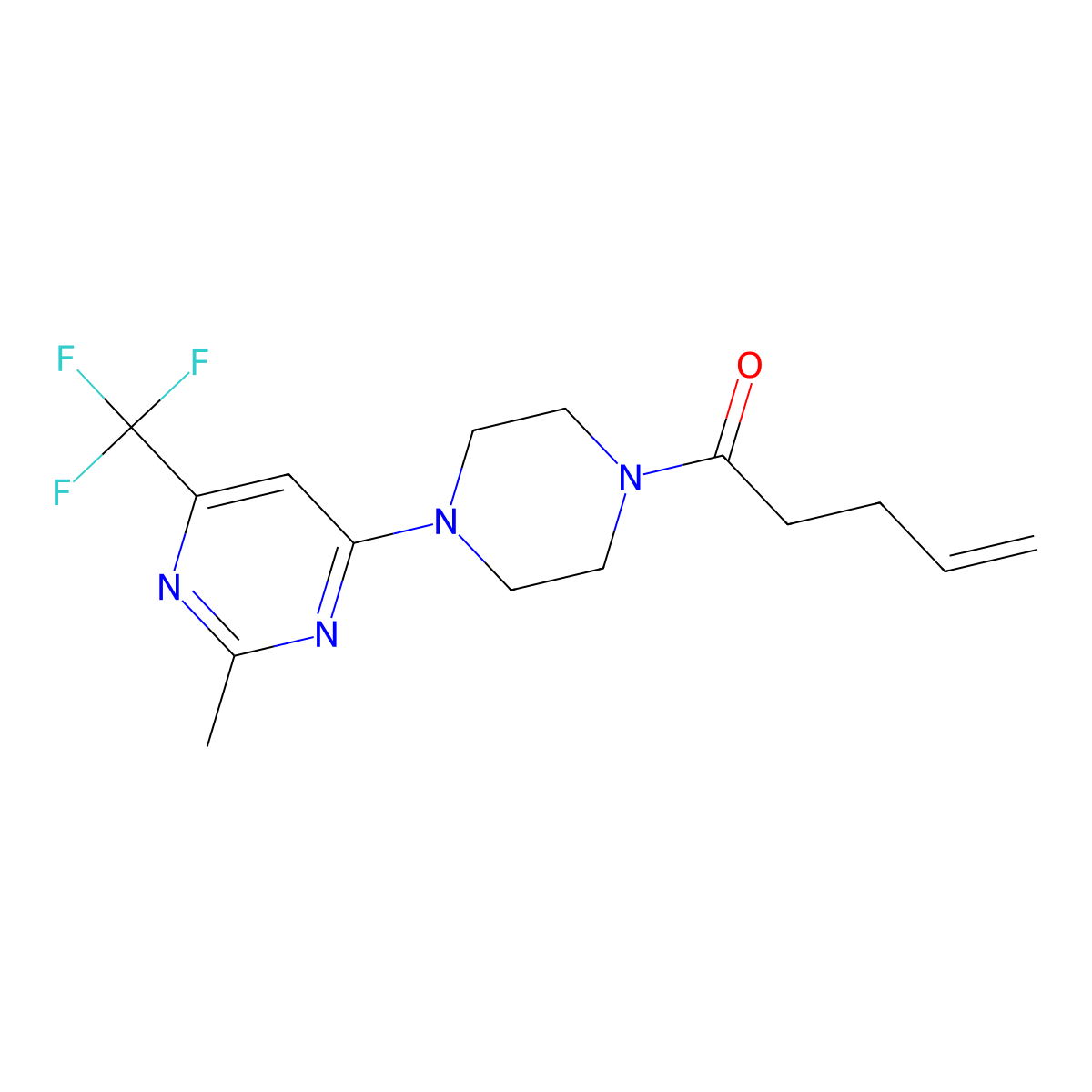 1-(4-(2-Methyl-6-(trifluoromethyl)pyrimidin-4-yl)piperazin-1-yl)pent-4-en-1-one molecular structure, CAS 2034412-60-5