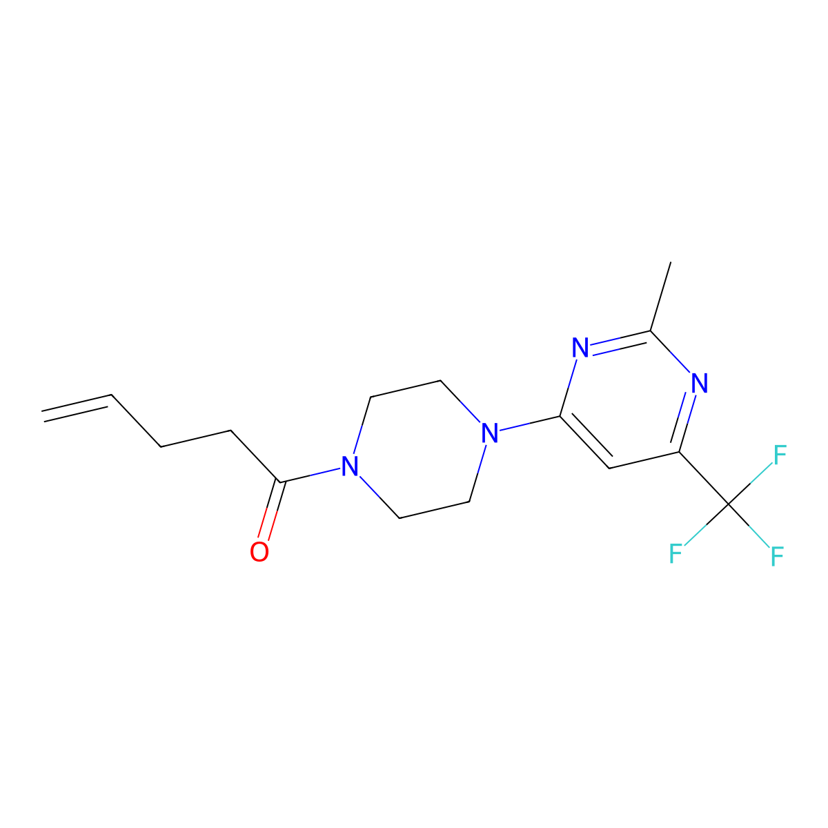 1-(4-(2-Methyl-6-(trifluoromethyl)pyrimidin-4-yl)piperazin-1-yl)pent-4-en-1-one molecular structure, CAS 2034412-60-5