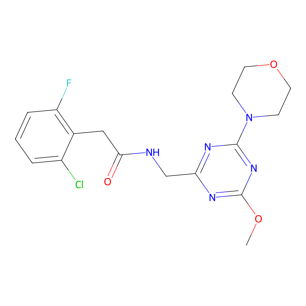 2-(2-chloro-6-fluorophenyl)-N-((4-methoxy-6-morpholino-1,3,5-triazin-2-yl)methyl)acetamide molecular structure, CAS 2034412-62-7
