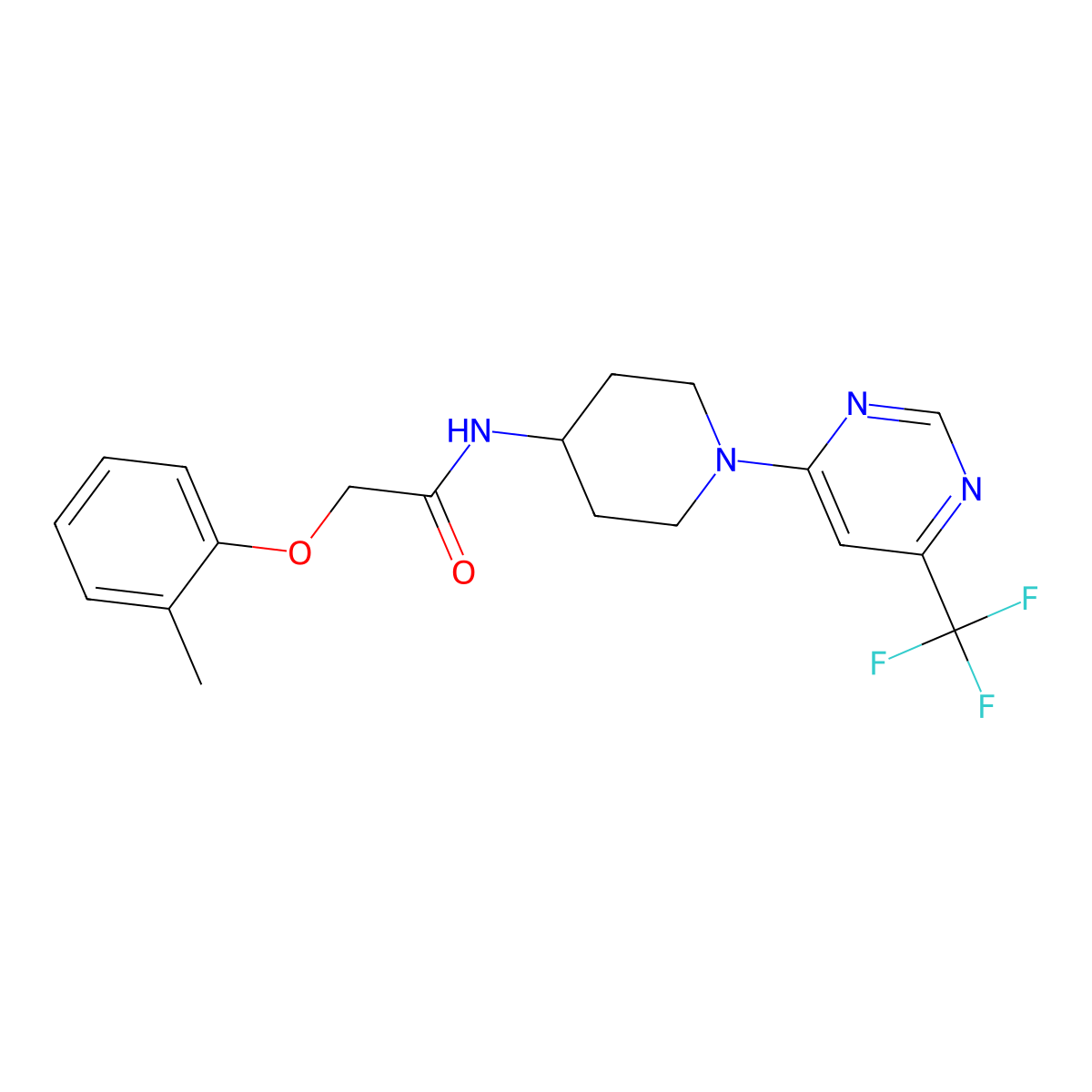 2-(o-tolyloxy)-N-(1-(6-(trifluoromethyl)pyrimidin-4-yl)piperidin-4-yl)acetamide molecular structure, CAS 2034412-63-8