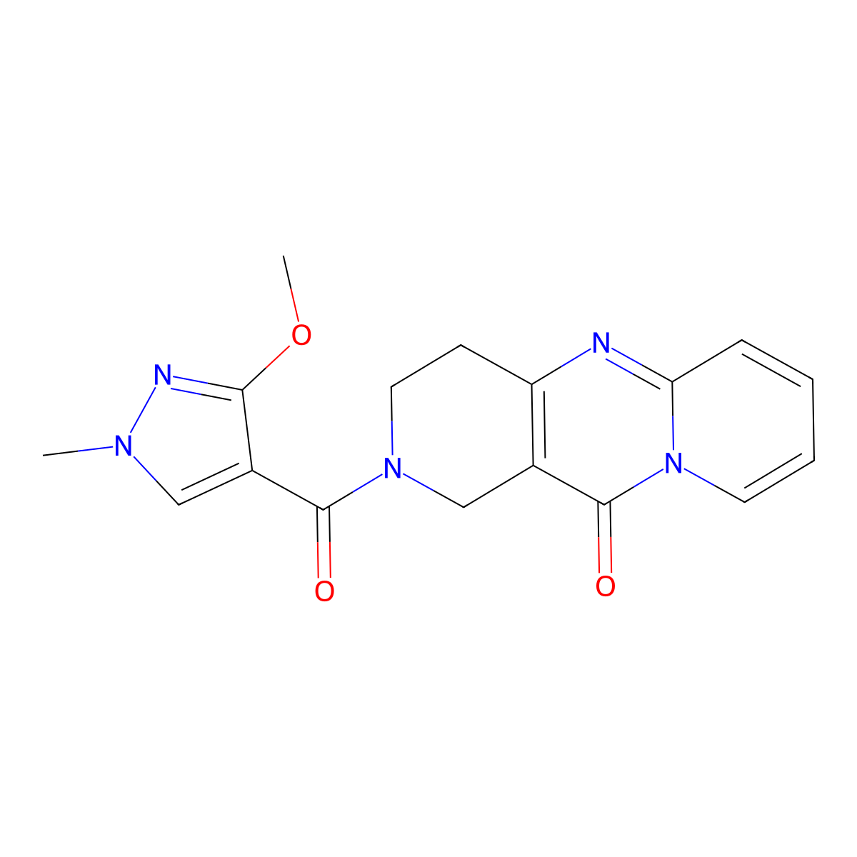 5-(3-methoxy-1-methyl-1H-pyrazole-4-carbonyl)-1,5,9-triazatricyclo[8.4.0.0^{3,8}]tetradeca-3(8),9,11,13-tetraen-2-one molecular structure, CAS 2034412-68-3