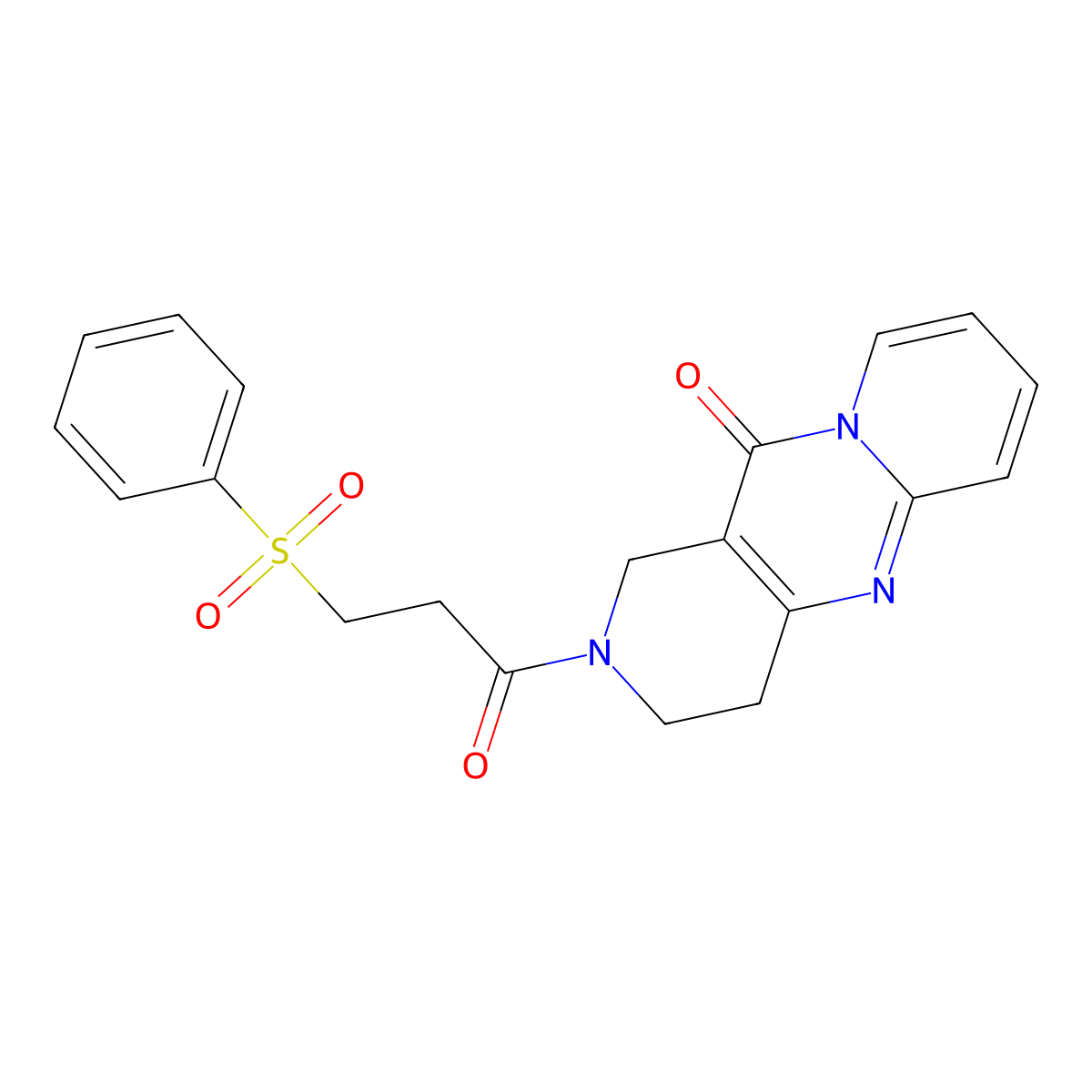 2-(3-(phenylsulfonyl)propanoyl)-3,4-dihydro-1H-dipyrido[1,2-a:4',3'-d]pyrimidin-11(2H)-one molecular structure, CAS 2034412-74-1