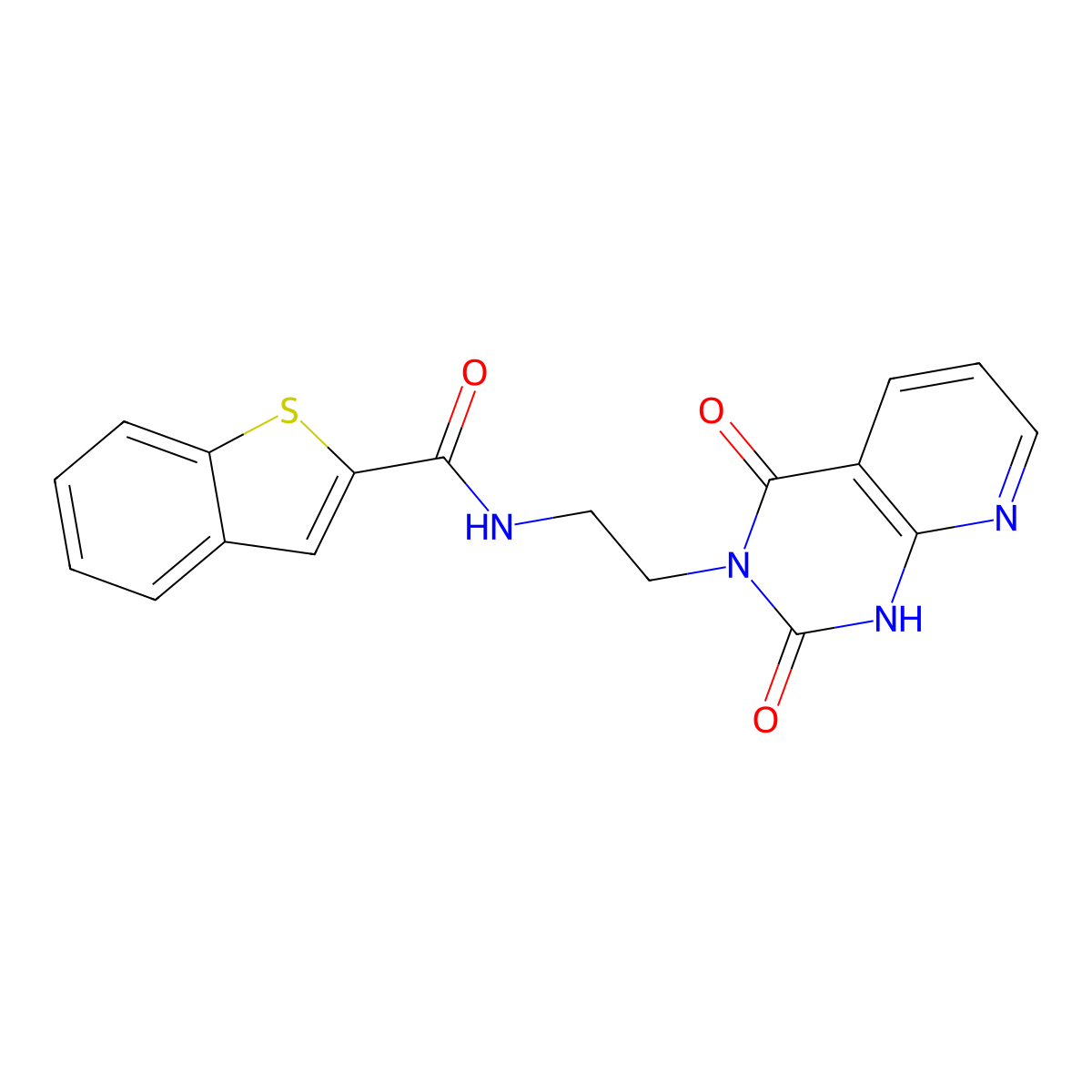 N-(2-(2,4-dioxo-1,2-dihydropyrido[2,3-d]pyrimidin-3(4H)-yl)ethyl)benzo[b]thiophene-2-carboxamide molecular structure, CAS 2034412-87-6