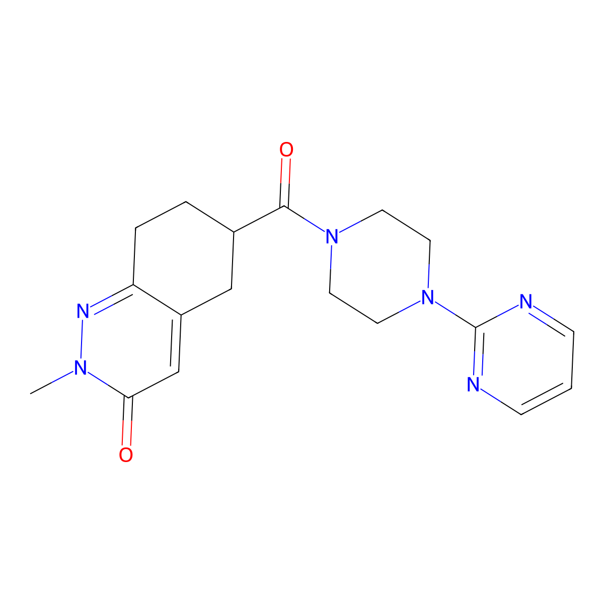 2-methyl-6-(4-(pyrimidin-2-yl)piperazine-1-carbonyl)-5,6,7,8-tetrahydrocinnolin-3(2H)-one molecular structure, CAS 2034412-90-1