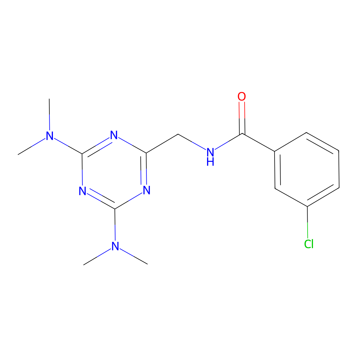 N-{[4,6-bis(dimethylamino)-1,3,5-triazin-2-yl]methyl}-3-chlorobenzamide molecular structure, CAS 2034412-92-3
