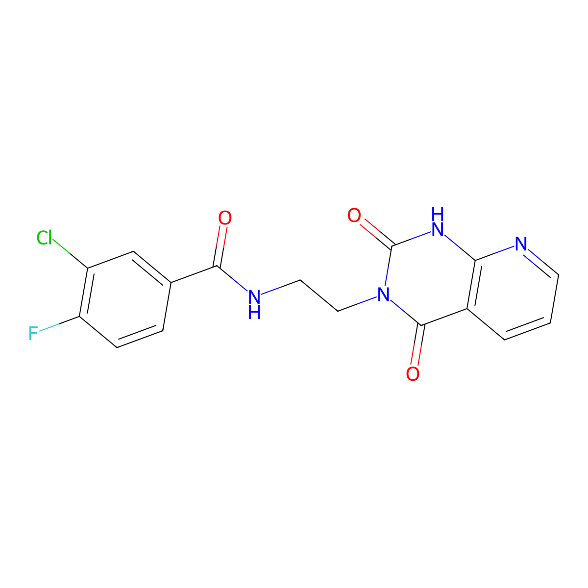 3-chloro-N-(2-(2,4-dioxo-1,2-dihydropyrido[2,3-d]pyrimidin-3(4H)-yl)ethyl)-4-fluorobenzamide molecular structure, CAS 2034412-97-8