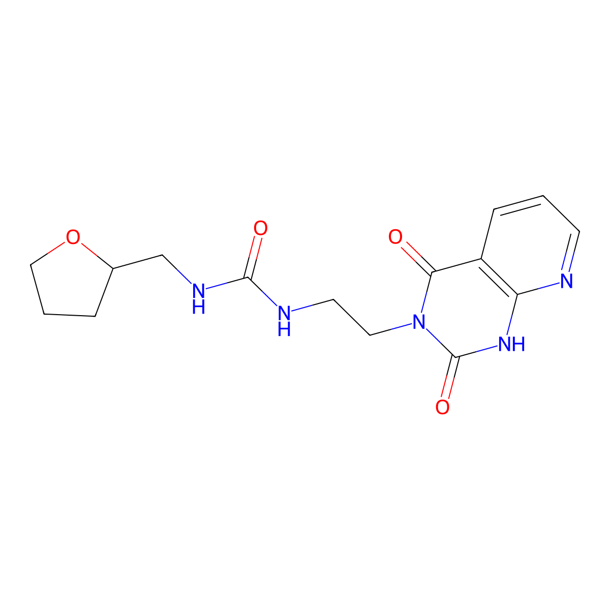 1-(2-(2,4-dioxo-1,2-dihydropyrido[2,3-d]pyrimidin-3(4H)-yl)ethyl)-3-((tetrahydrofuran-2-yl)methyl)urea molecular structure, CAS 2034413-13-1
