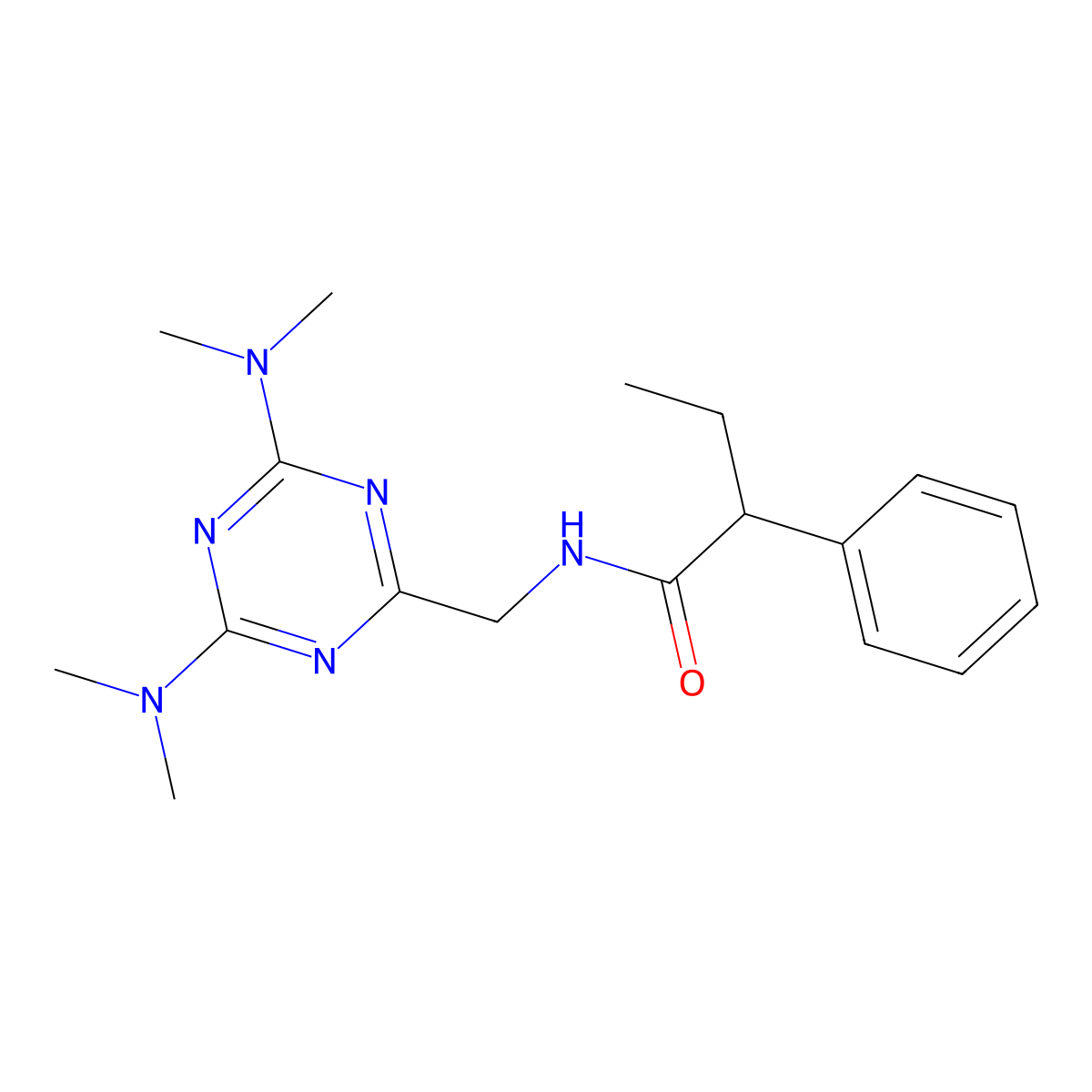 N-{[4,6-bis(dimethylamino)-1,3,5-triazin-2-yl]methyl}-2-phenylbutanamide molecular structure, CAS 2034413-21-1