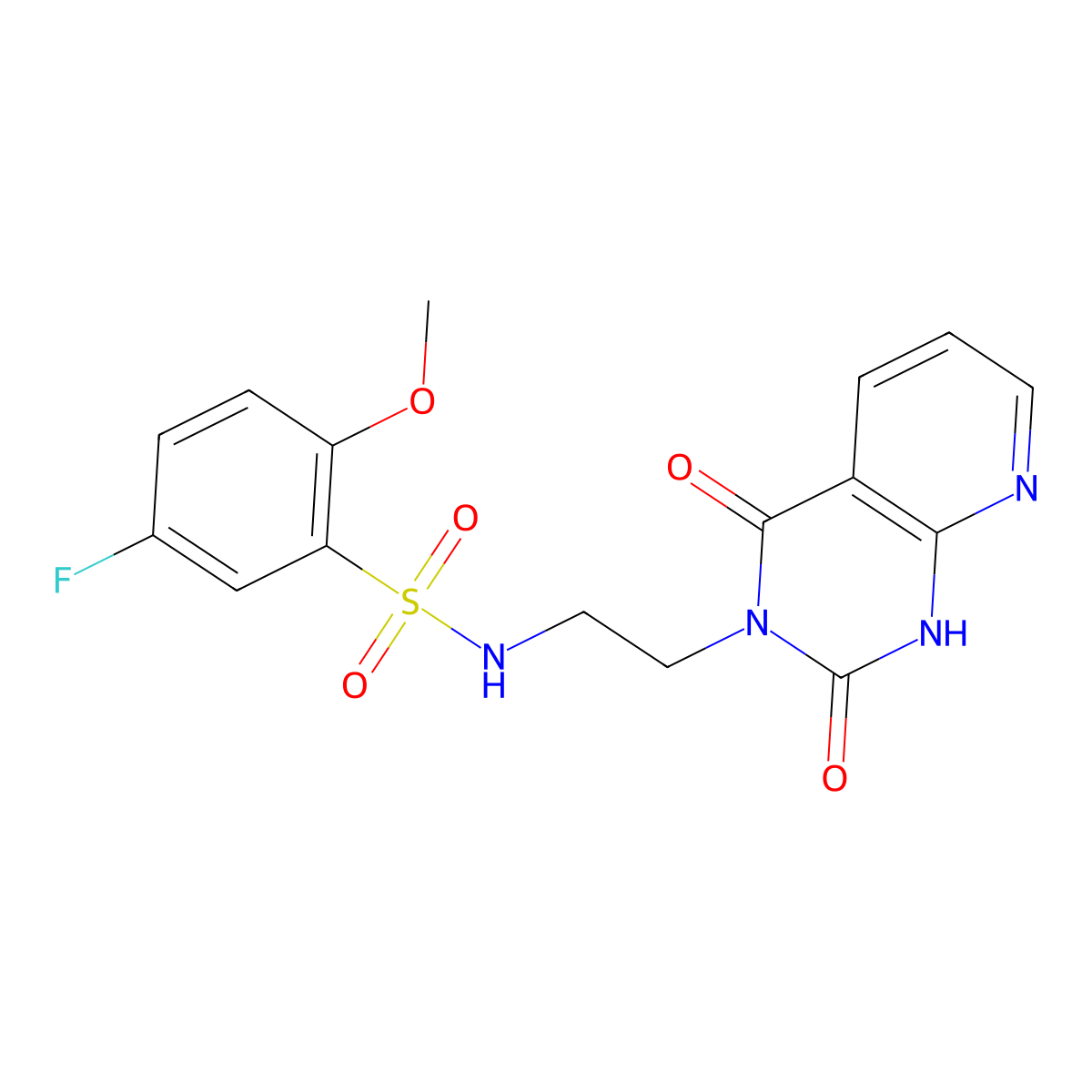 N-(2-(2,4-dioxo-1,2-dihydropyrido[2,3-d]pyrimidin-3(4H)-yl)ethyl)-5-fluoro-2-methoxybenzenesulfonamide molecular structure, CAS 2034413-22-2