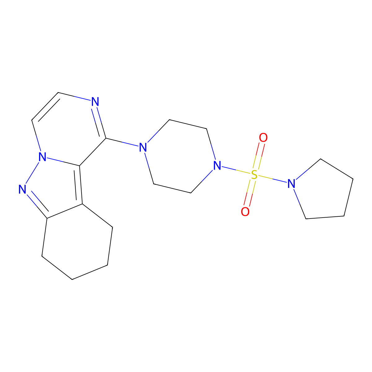 1-(4-(Pyrrolidin-1-ylsulfonyl)piperazin-1-yl)-7,8,9,10-tetrahydropyrazino[1,2-b]indazole molecular structure, CAS 2034413-29-9