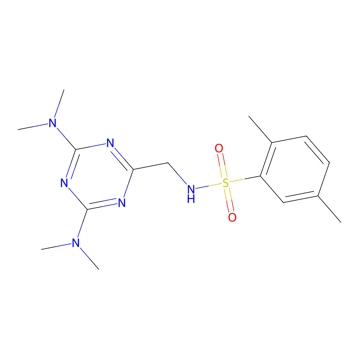 N-((4,6-bis(dimethylamino)-1,3,5-triazin-2-yl)methyl)-2,5-dimethylbenzenesulfonamide molecular structure, CAS 2034413-32-4