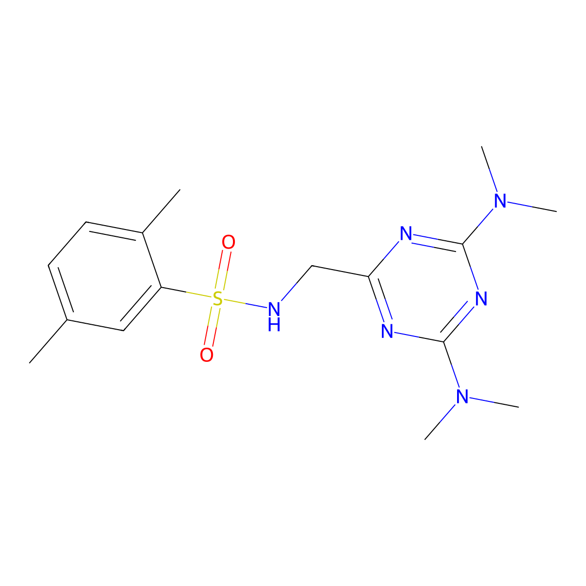N-((4,6-bis(dimethylamino)-1,3,5-triazin-2-yl)methyl)-2,5-dimethylbenzenesulfonamide molecular structure, CAS 2034413-32-4