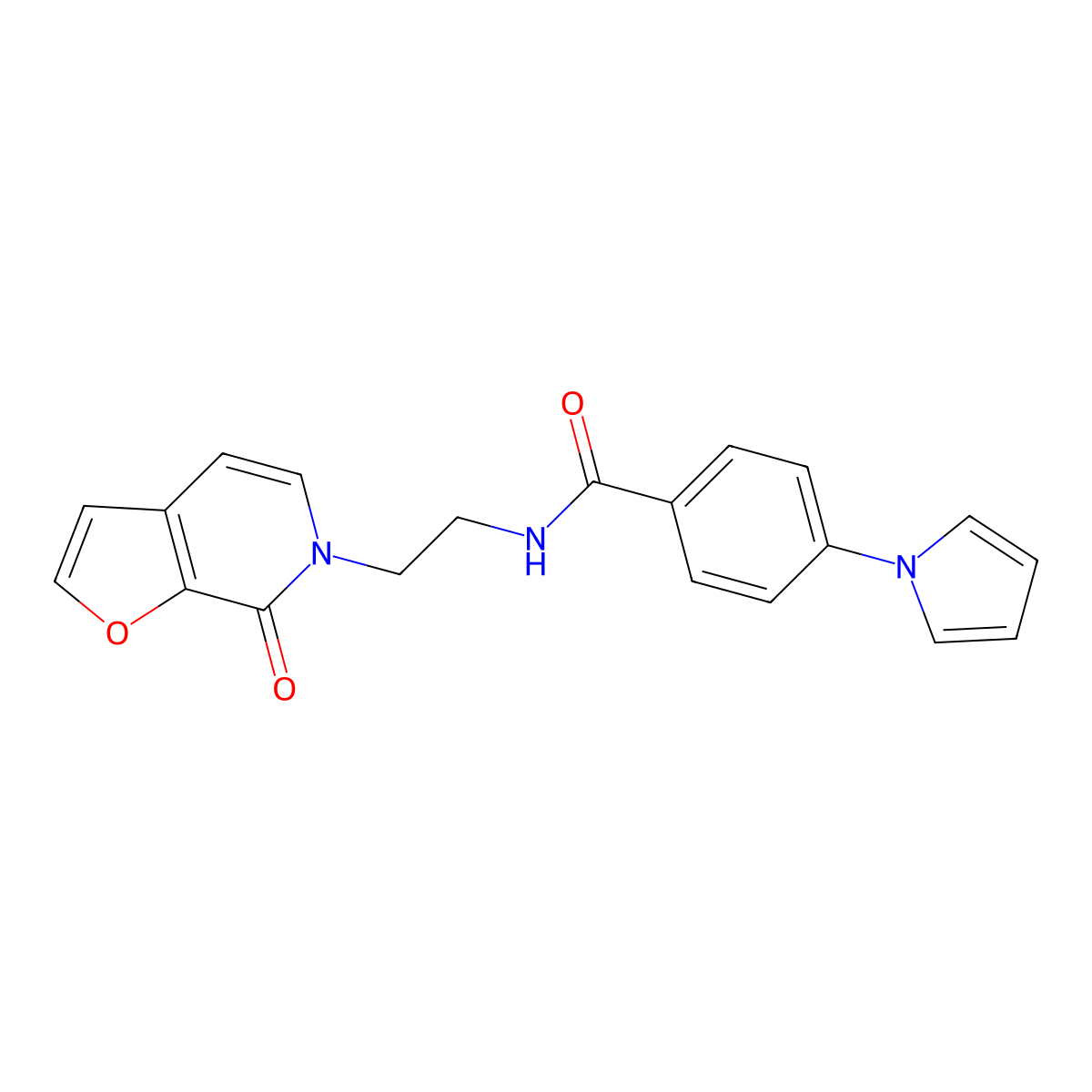 N-(2-(7-oxofuro[2,3-c]pyridin-6(7H)-yl)ethyl)-4-(1H-pyrrol-1-yl)benzamide molecular structure, CAS 2034413-37-9
