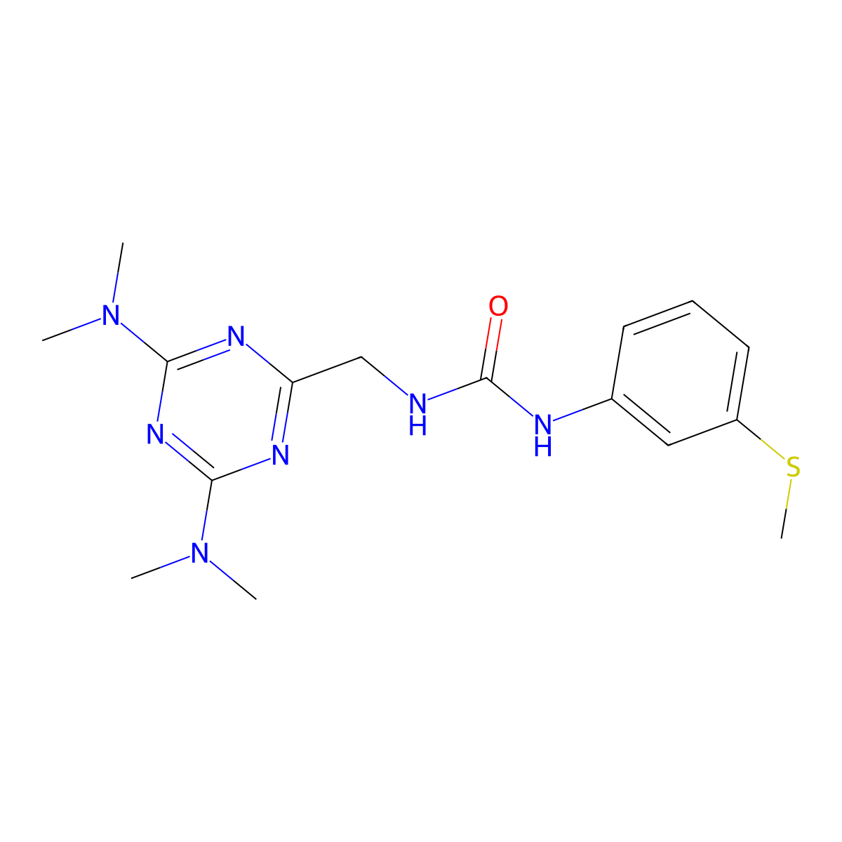 1-((4,6-Bis(dimethylamino)-1,3,5-triazin-2-yl)methyl)-3-(3-(methylthio)phenyl)urea molecular structure, CAS 2034413-46-0
