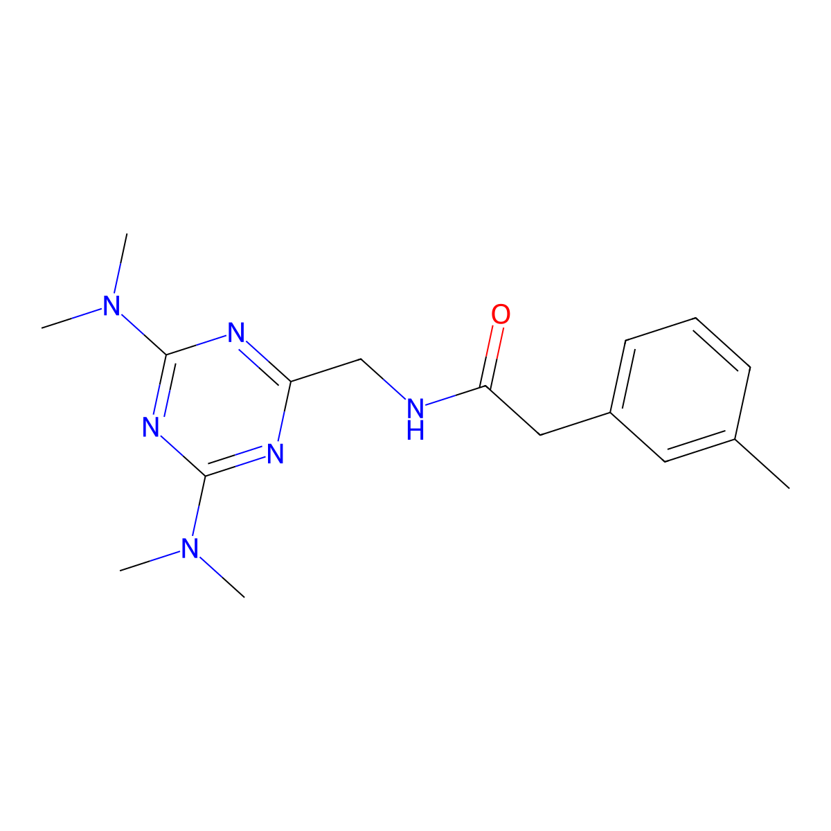 N-((4,6-bis(dimethylamino)-1,3,5-triazin-2-yl)methyl)-2-(m-tolyl)acetamide molecular structure, CAS 2034413-55-1