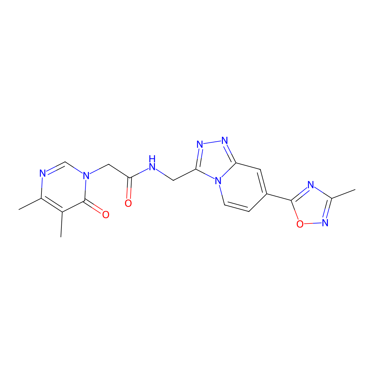 2-(4,5-dimethyl-6-oxopyrimidin-1(6H)-yl)-N-((7-(3-methyl-1,2,4-oxadiazol-5-yl)-[1,2,4]triazolo[4,3-a]pyridin-3-yl)methyl)acetamide molecular structure, CAS 2034413-56-2