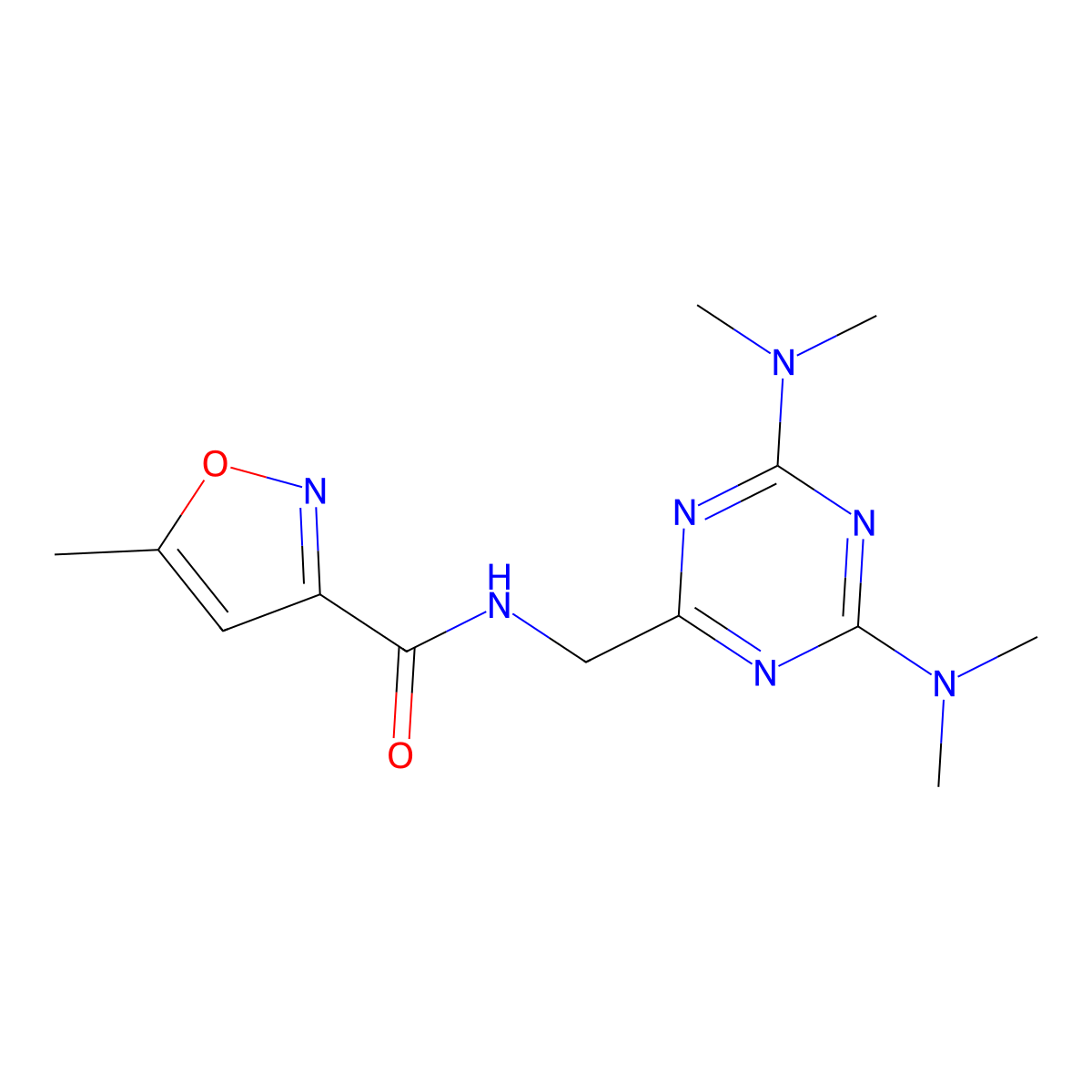 N-((4,6-bis(dimethylamino)-1,3,5-triazin-2-yl)methyl)-5-methylisoxazole-3-carboxamide molecular structure, CAS 2034413-59-5