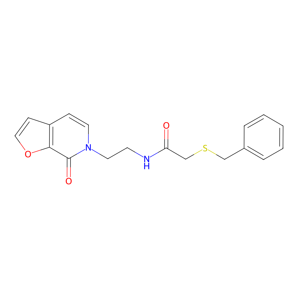 2-(benzylthio)-N-(2-(7-oxofuro[2,3-c]pyridin-6(7H)-yl)ethyl)acetamide molecular structure, CAS 2034413-66-4