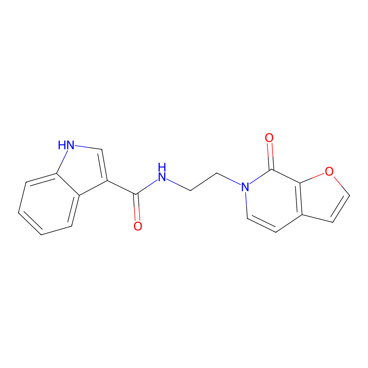 N-(2-(7-oxofuro[2,3-c]pyridin-6(7H)-yl)ethyl)-1H-indole-3-carboxamide molecular structure, CAS 2034413-70-0