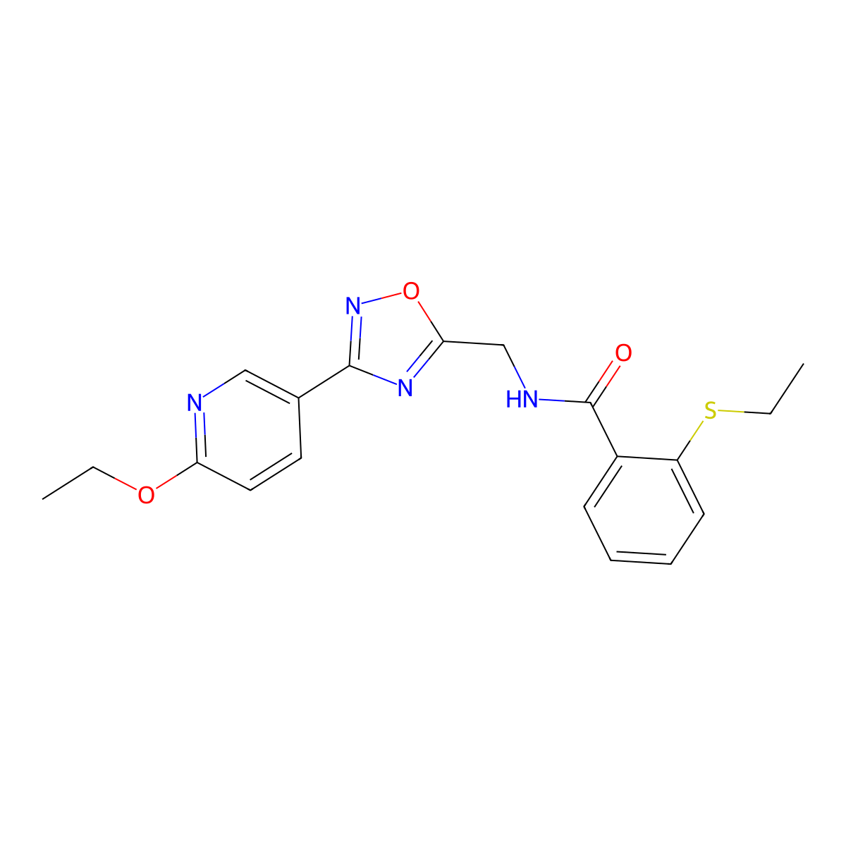 N-((3-(6-ethoxypyridin-3-yl)-1,2,4-oxadiazol-5-yl)methyl)-2-(ethylthio)benzamide molecular structure, CAS 2034413-75-5