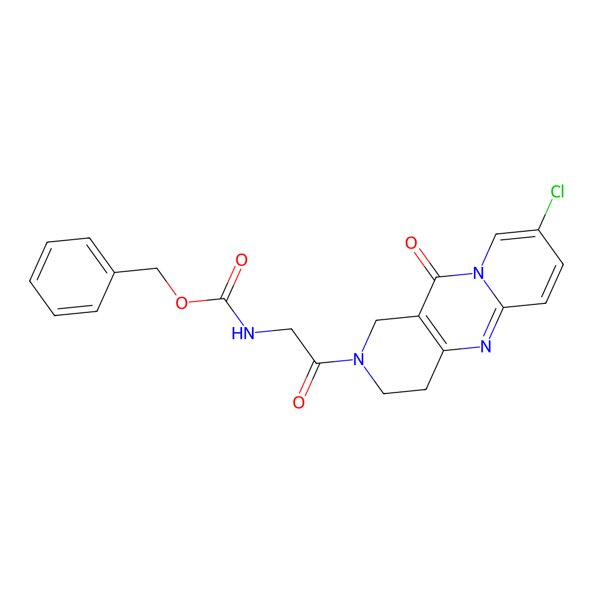 benzyl (2-(8-chloro-11-oxo-3,4-dihydro-1H-dipyrido[1,2-a:4',3'-d]pyrimidin-2(11H)-yl)-2-oxoethyl)carbamate molecular structure, CAS 2034413-77-7