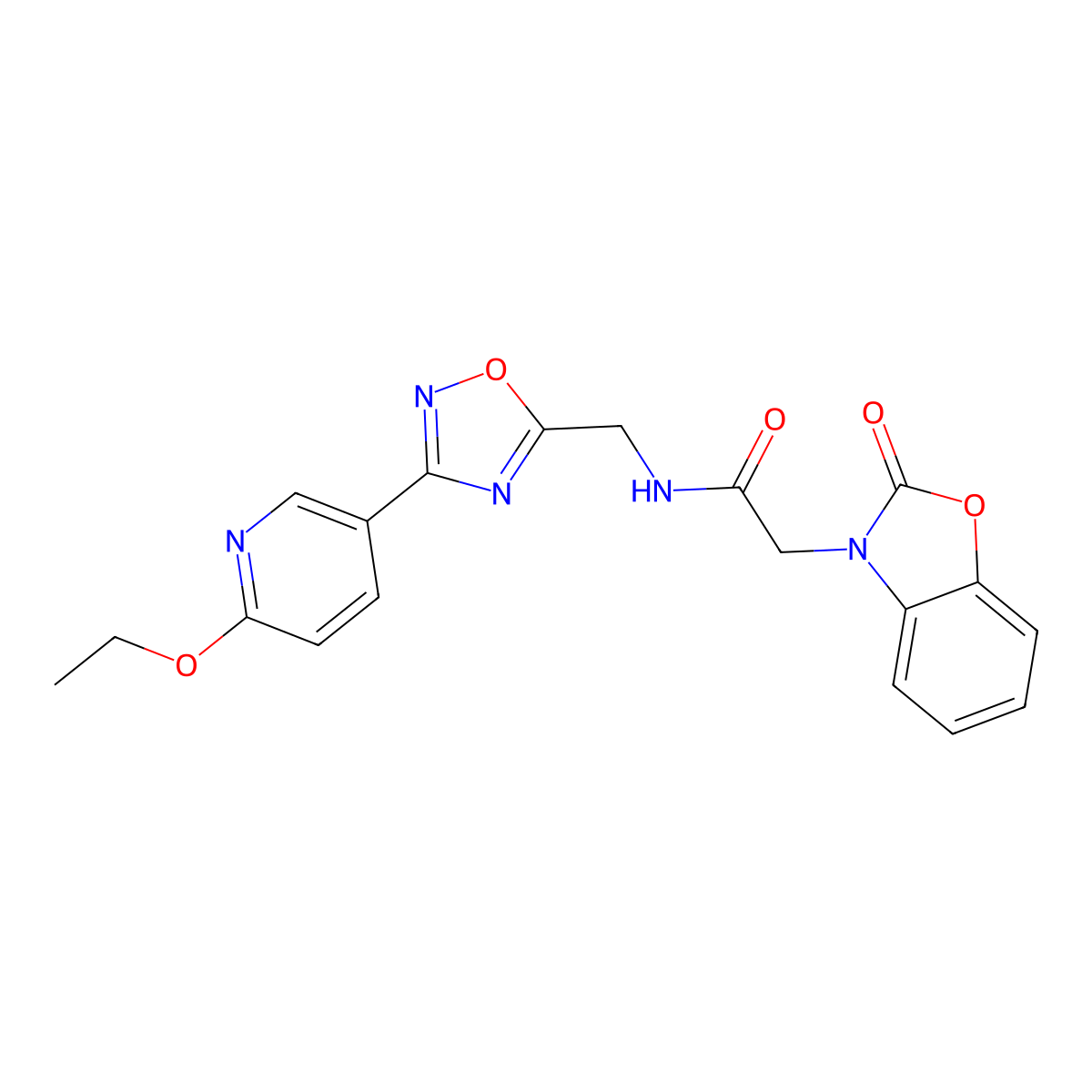 N-((3-(6-ethoxypyridin-3-yl)-1,2,4-oxadiazol-5-yl)methyl)-2-(2-oxobenzo[d]oxazol-3(2H)-yl)acetamide molecular structure, CAS 2034413-84-6