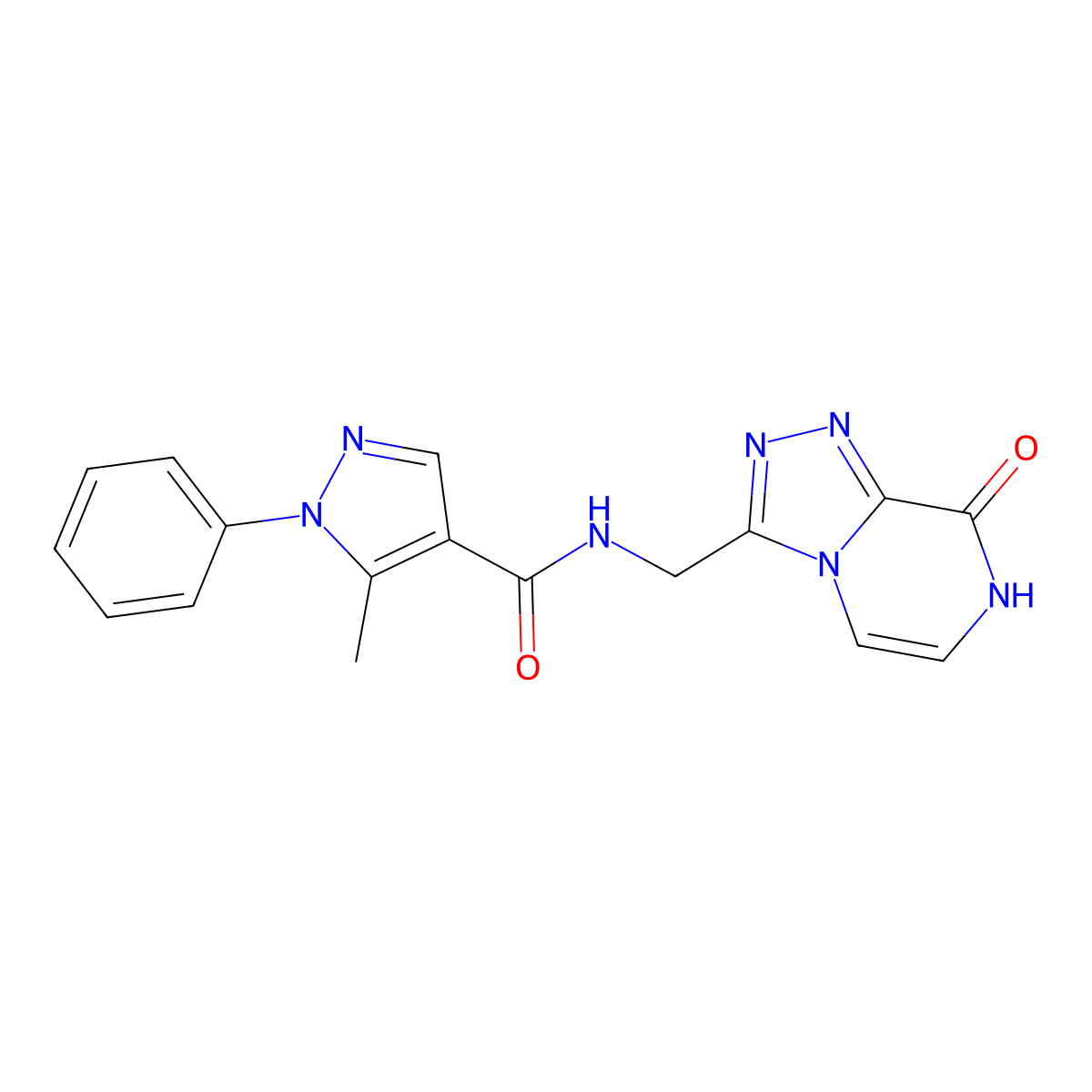 N-({8-hydroxy-[1,2,4]triazolo[4,3-a]pyrazin-3-yl}methyl)-5-methyl-1-phenyl-1H-pyrazole-4-carboxamide molecular structure, CAS 2034413-88-0