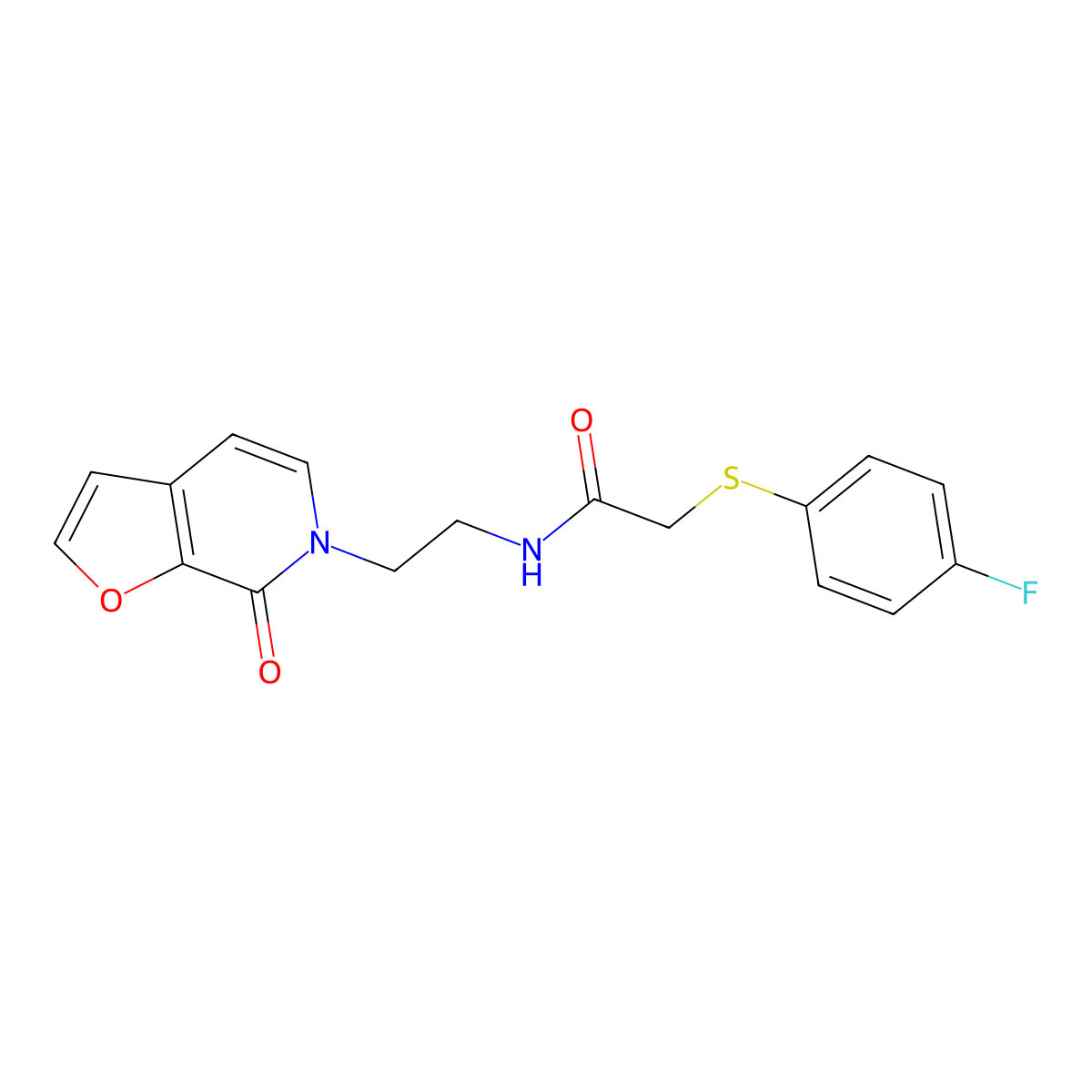 2-((4-fluorophenyl)thio)-N-(2-(7-oxofuro[2,3-c]pyridin-6(7H)-yl)ethyl)acetamide molecular structure, CAS 2034413-92-6