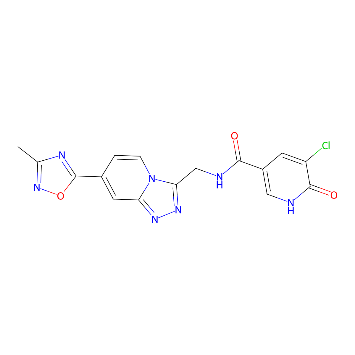 5-chloro-6-hydroxy-N-((7-(3-methyl-1,2,4-oxadiazol-5-yl)-[1,2,4]triazolo[4,3-a]pyridin-3-yl)methyl)nicotinamide molecular structure, CAS 2034414-00-9