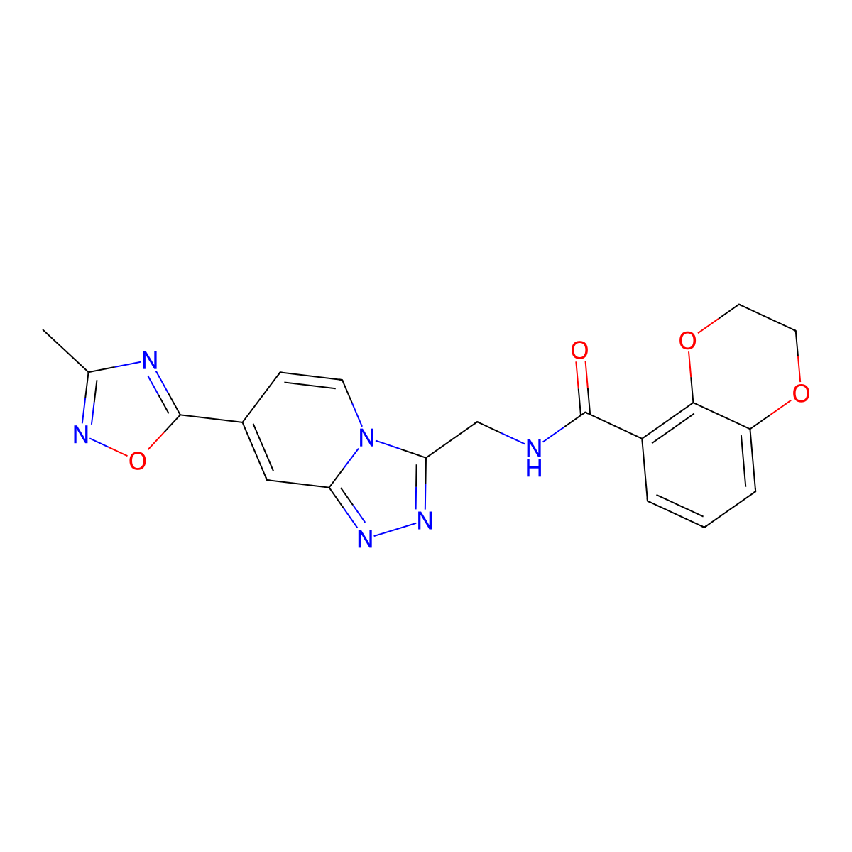 N-((7-(3-methyl-1,2,4-oxadiazol-5-yl)-[1,2,4]triazolo[4,3-a]pyridin-3-yl)methyl)-2,3-dihydrobenzo[b][1,4]dioxine-5-carboxamide molecular structure, CAS 2034414-04-3