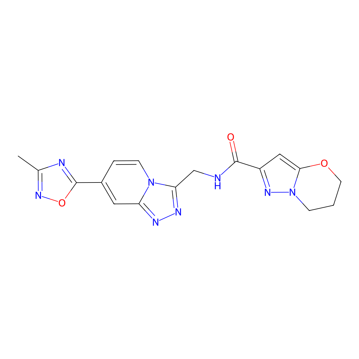 N-((7-(3-methyl-1,2,4-oxadiazol-5-yl)-[1,2,4]triazolo[4,3-a]pyridin-3-yl)methyl)-6,7-dihydro-5H-pyrazolo[5,1-b][1,3]oxazine-2-carboxamide molecular structure, CAS 2034414-11-2