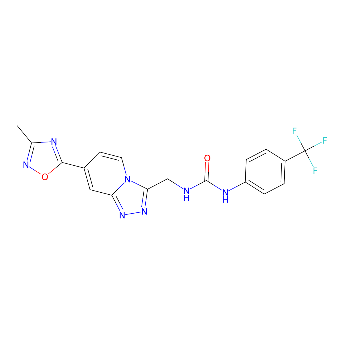 1-((7-(3-Methyl-1,2,4-oxadiazol-5-yl)-[1,2,4]triazolo[4,3-a]pyridin-3-yl)methyl)-3-(4-(trifluoromethyl)phenyl)urea molecular structure, CAS 2034414-13-4