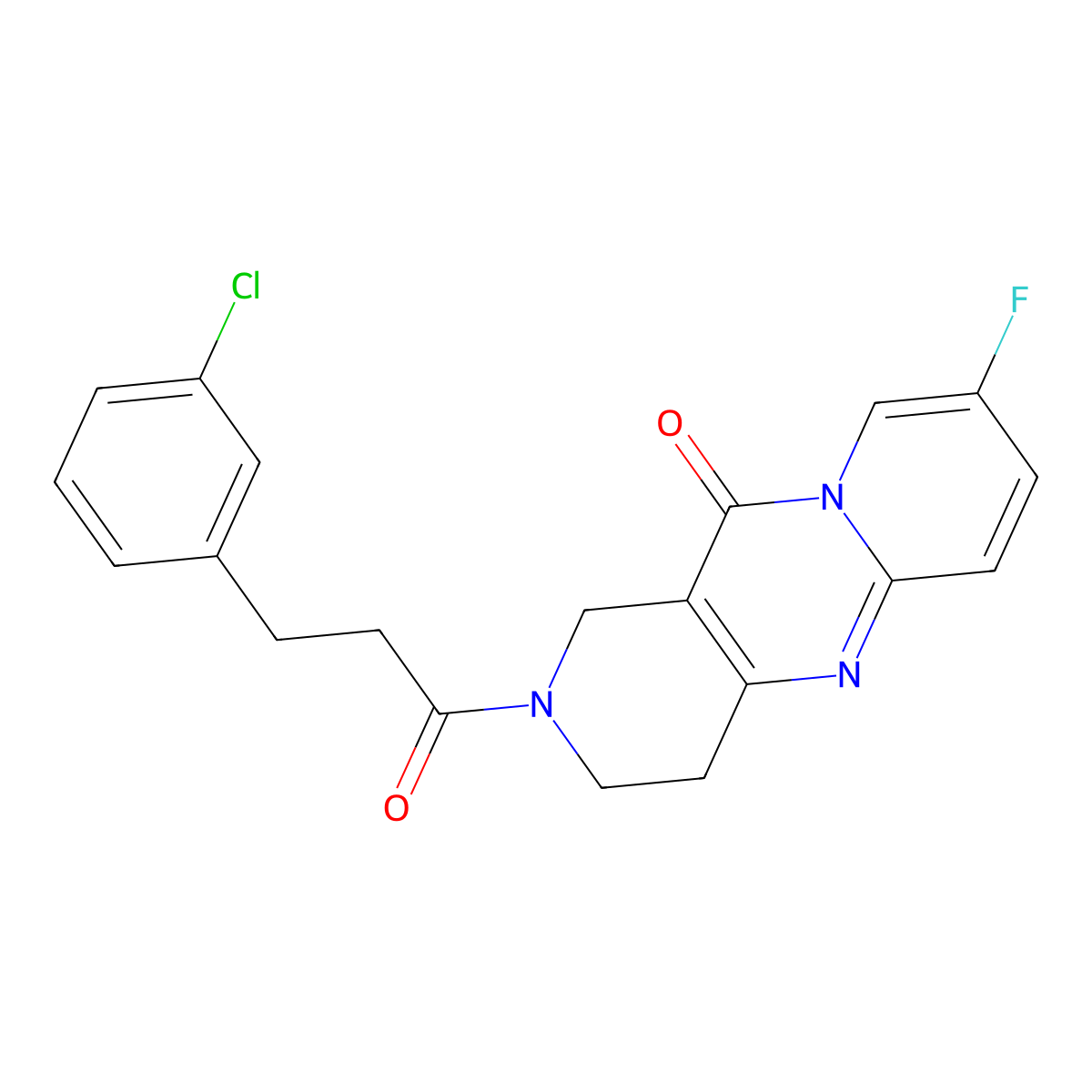 2-(3-(3-chlorophenyl)propanoyl)-8-fluoro-3,4-dihydro-1H-dipyrido[1,2-a:4',3'-d]pyrimidin-11(2H)-one molecular structure, CAS 2034414-14-5