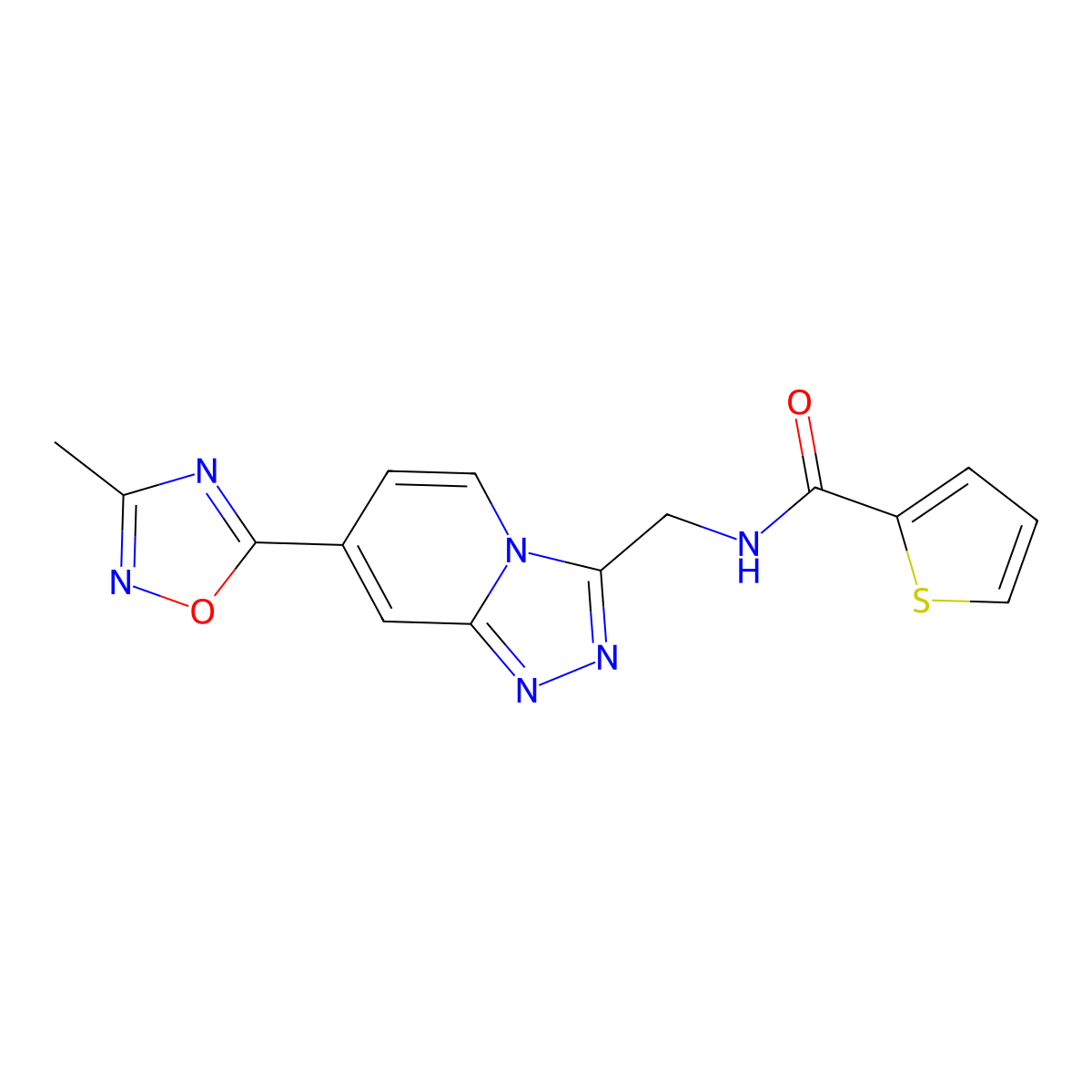 N-((7-(3-methyl-1,2,4-oxadiazol-5-yl)-[1,2,4]triazolo[4,3-a]pyridin-3-yl)methyl)thiophene-2-carboxamide molecular structure, CAS 2034414-16-7