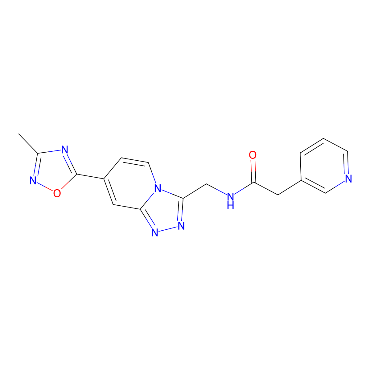 N-((7-(3-methyl-1,2,4-oxadiazol-5-yl)-[1,2,4]triazolo[4,3-a]pyridin-3-yl)methyl)-2-(pyridin-3-yl)acetamide molecular structure, CAS 2034414-19-0