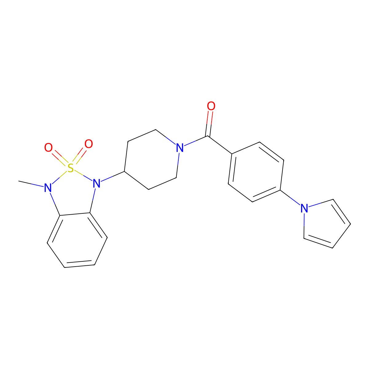 (4-(1H-pyrrol-1-yl)phenyl)(4-(3-methyl-2,2-dioxidobenzo[c][1,2,5]thiadiazol-1(3H)-yl)piperidin-1-yl)methanone molecular structure, CAS 2034414-24-7