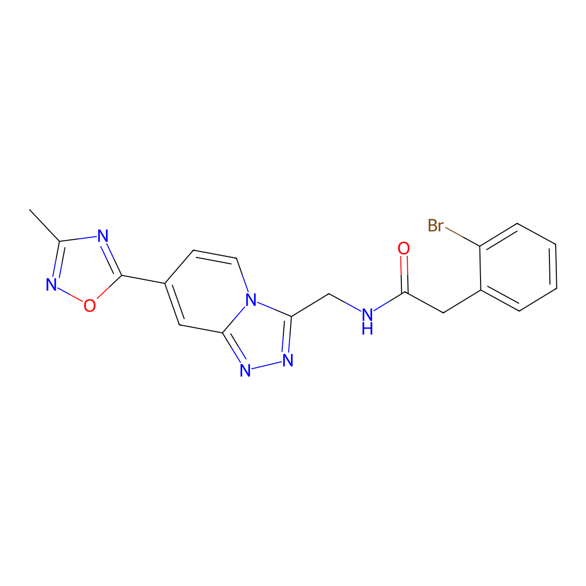 2-(2-bromophenyl)-N-((7-(3-methyl-1,2,4-oxadiazol-5-yl)-[1,2,4]triazolo[4,3-a]pyridin-3-yl)methyl)acetamide molecular structure, CAS 2034414-30-5