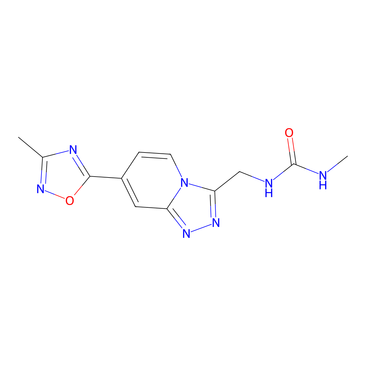 1-Methyl-3-((7-(3-methyl-1,2,4-oxadiazol-5-yl)-[1,2,4]triazolo[4,3-a]pyridin-3-yl)methyl)urea molecular structure, CAS 2034414-37-2