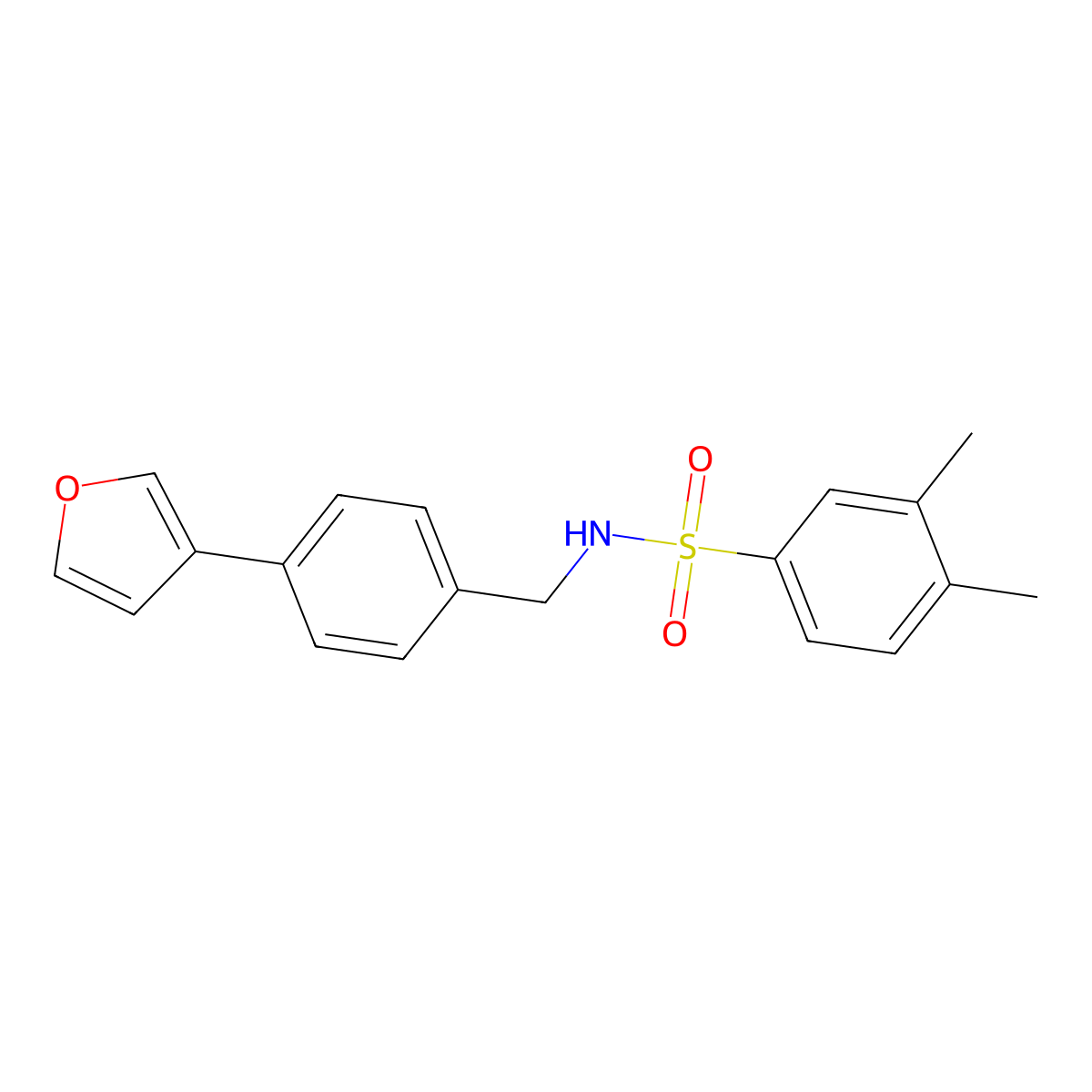 N-(4-(furan-3-yl)benzyl)-3,4-dimethylbenzenesulfonamide molecular structure, CAS 2034414-39-4