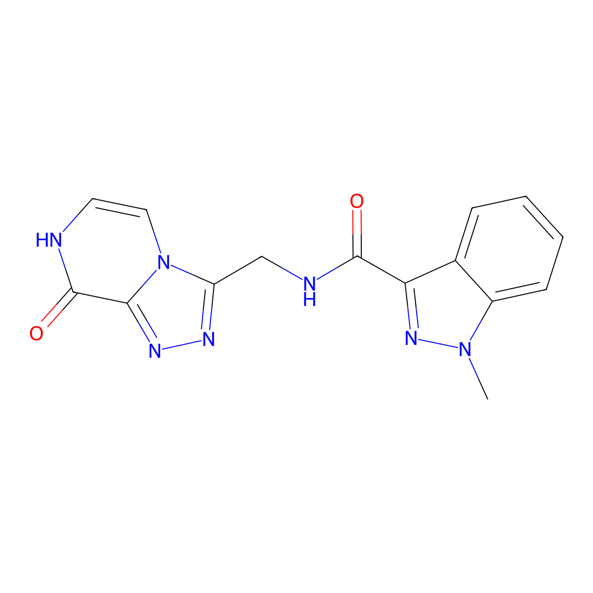 N-((8-hydroxy-[1,2,4]triazolo[4,3-a]pyrazin-3-yl)methyl)-1-methyl-1H-indazole-3-carboxamide molecular structure, CAS 2034414-40-7