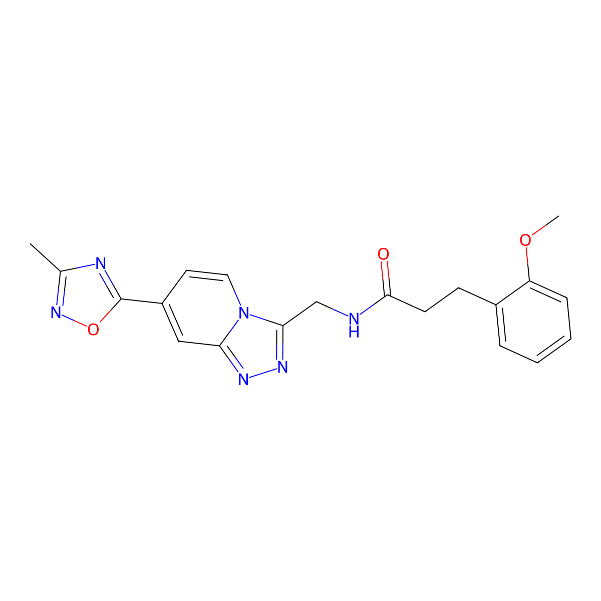 3-(2-methoxyphenyl)-N-{[7-(3-methyl-1,2,4-oxadiazol-5-yl)-[1,2,4]triazolo[4,3-a]pyridin-3-yl]methyl}propanamide molecular structure, CAS 2034414-43-0