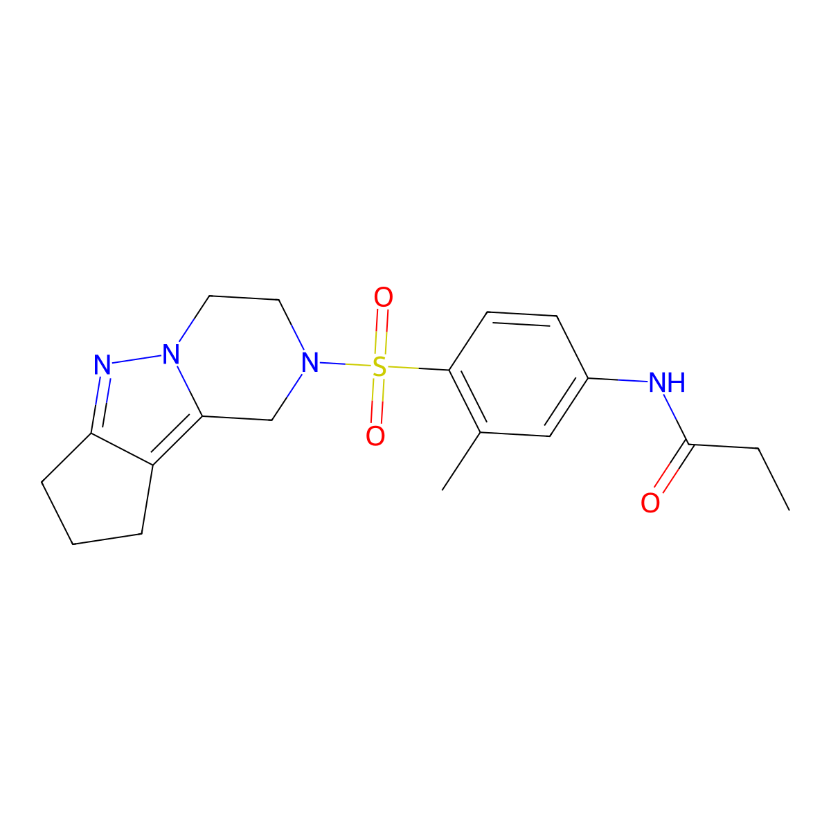 N-(3-methyl-4-{7,8,11-triazatricyclo[6.4.0.0^{2,6}]dodeca-1,6-diene-11-sulfonyl}phenyl)propanamide molecular structure, CAS 2034414-44-1