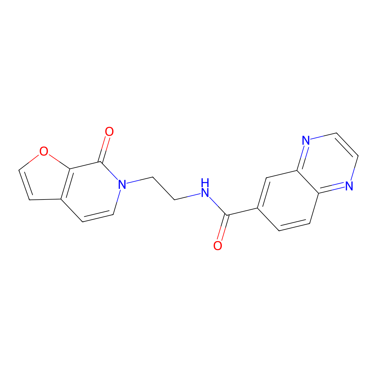 N-(2-(7-oxofuro[2,3-c]pyridin-6(7H)-yl)ethyl)quinoxaline-6-carboxamide molecular structure, CAS 2034414-52-1