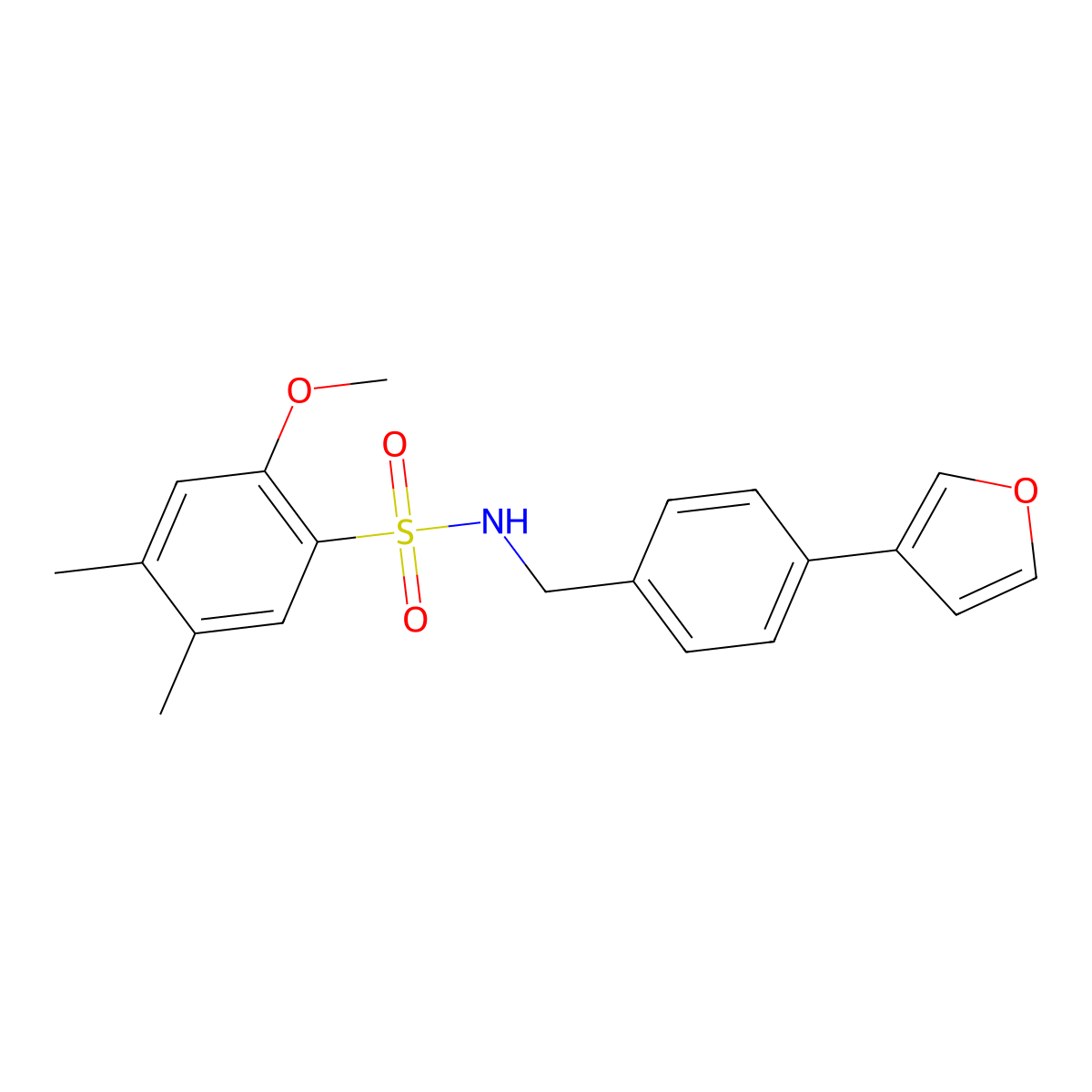 N-(4-(furan-3-yl)benzyl)-2-methoxy-4,5-dimethylbenzenesulfonamide molecular structure, CAS 2034414-58-7