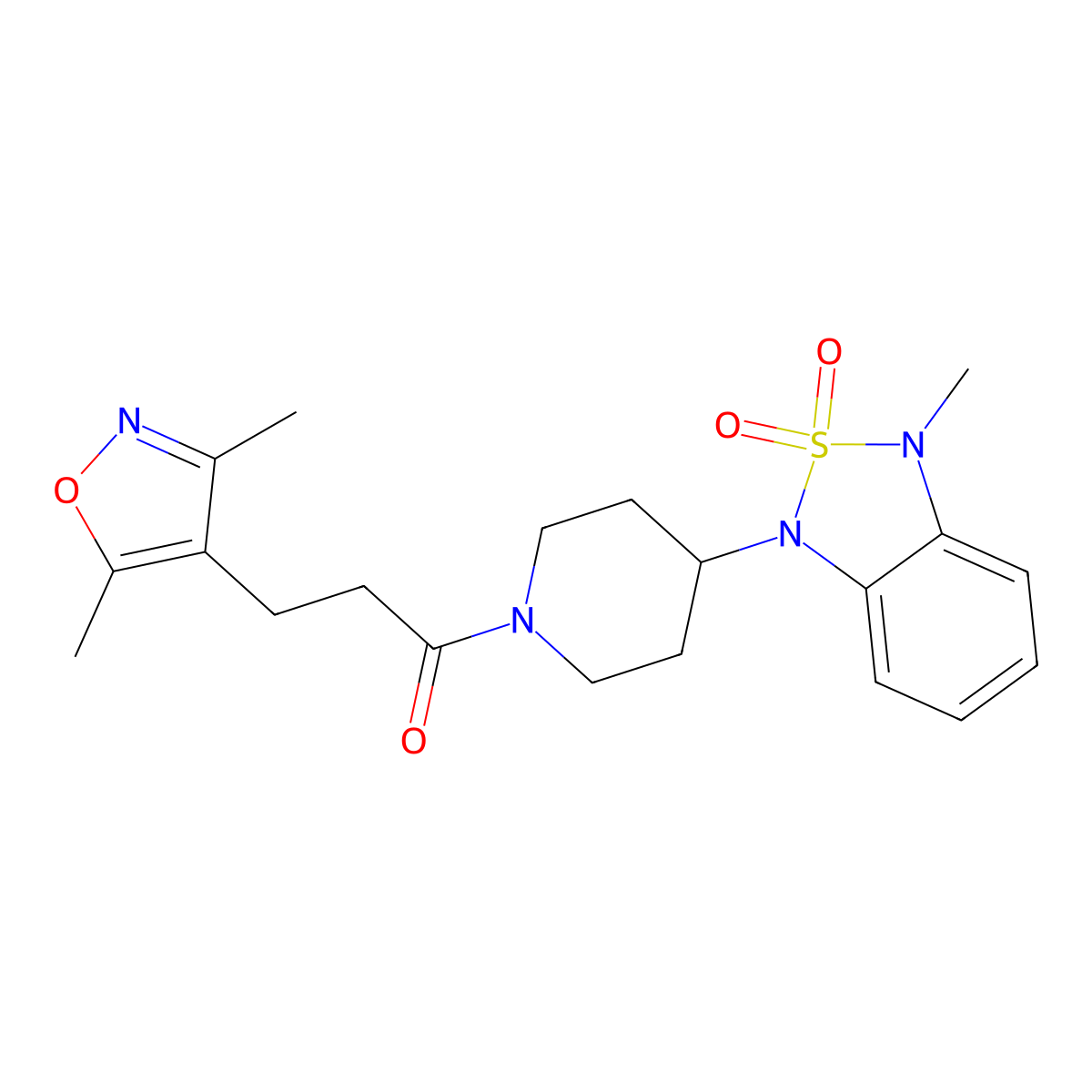 1-{1-[3-(3,5-Dimethyl-1,2-oxazol-4-yl)propanoyl]piperidin-4-yl}-3-methyl-1,3-dihydro-2lambda6,1,3-benzothiadiazole-2,2-dione molecular structure, CAS 2034414-61-2