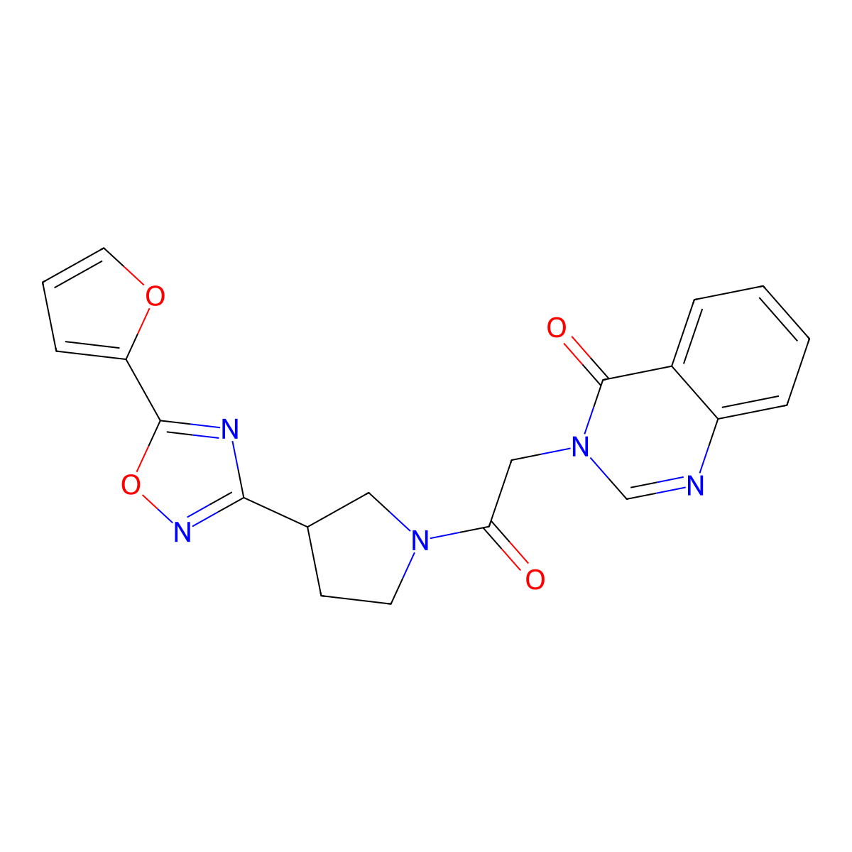 3-(2-(3-(5-(furan-2-yl)-1,2,4-oxadiazol-3-yl)pyrrolidin-1-yl)-2-oxoethyl)quinazolin-4(3H)-one molecular structure, CAS 2034414-62-3