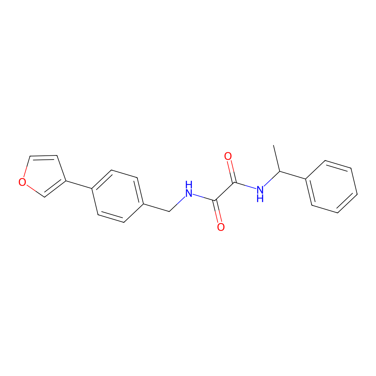 N1-(4-(furan-3-yl)benzyl)-N2-(1-phenylethyl)oxalamide molecular structure, CAS 2034414-63-4