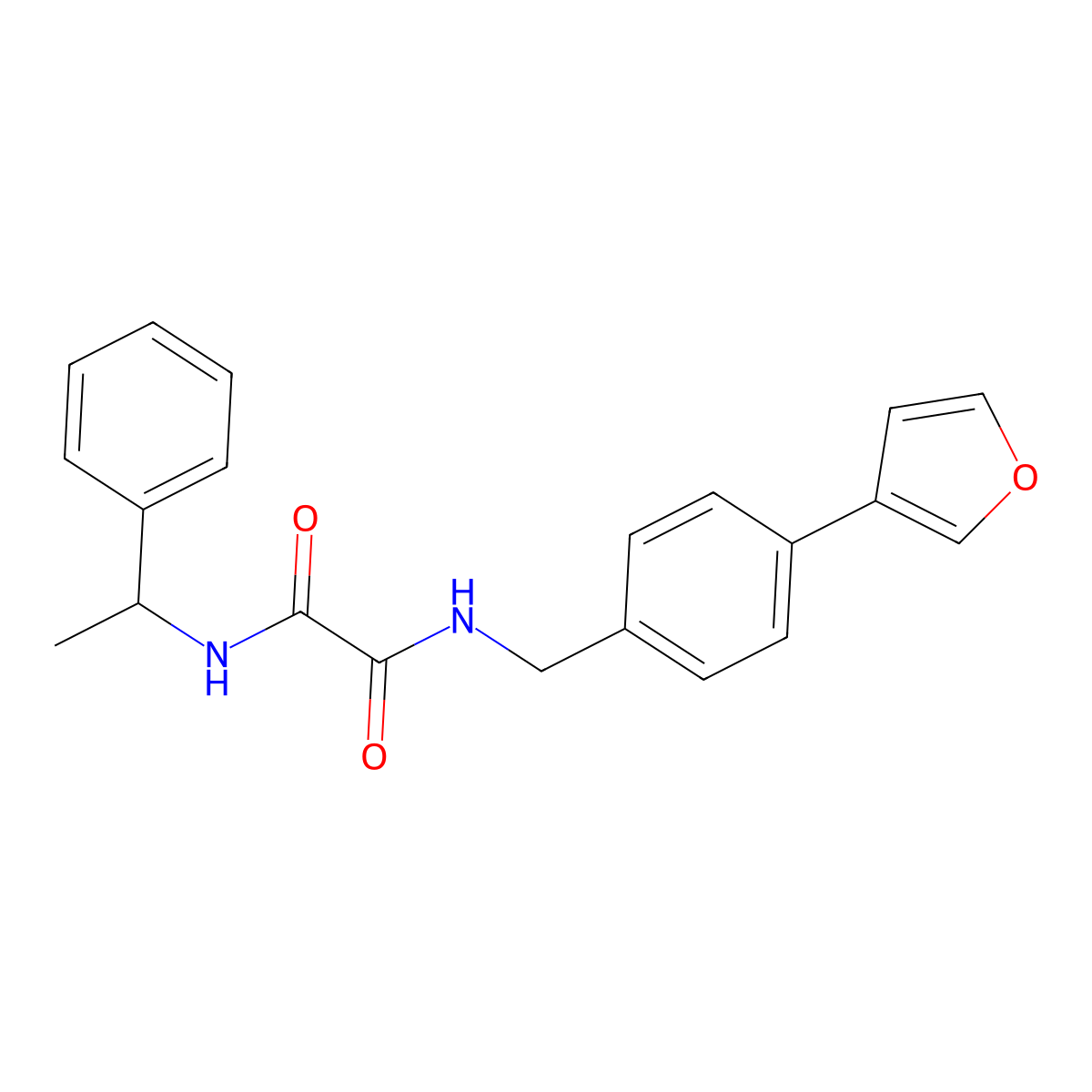 N1-(4-(furan-3-yl)benzyl)-N2-(1-phenylethyl)oxalamide molecular structure, CAS 2034414-63-4