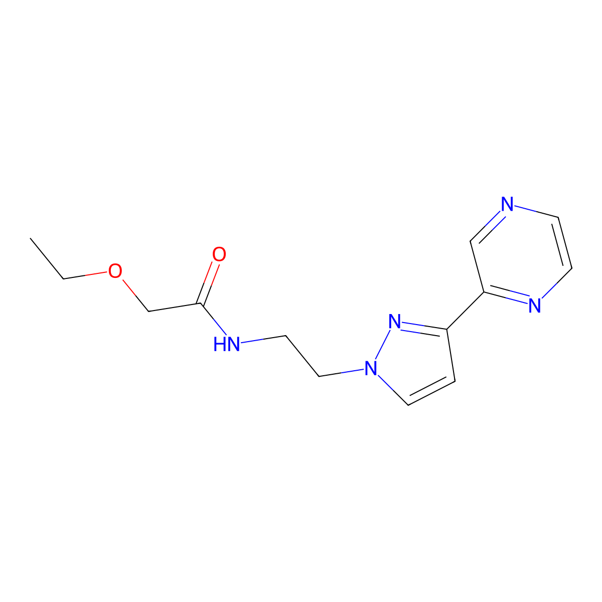 2-ethoxy-N-(2-(3-(pyrazin-2-yl)-1H-pyrazol-1-yl)ethyl)acetamide molecular structure, CAS 2034414-64-5