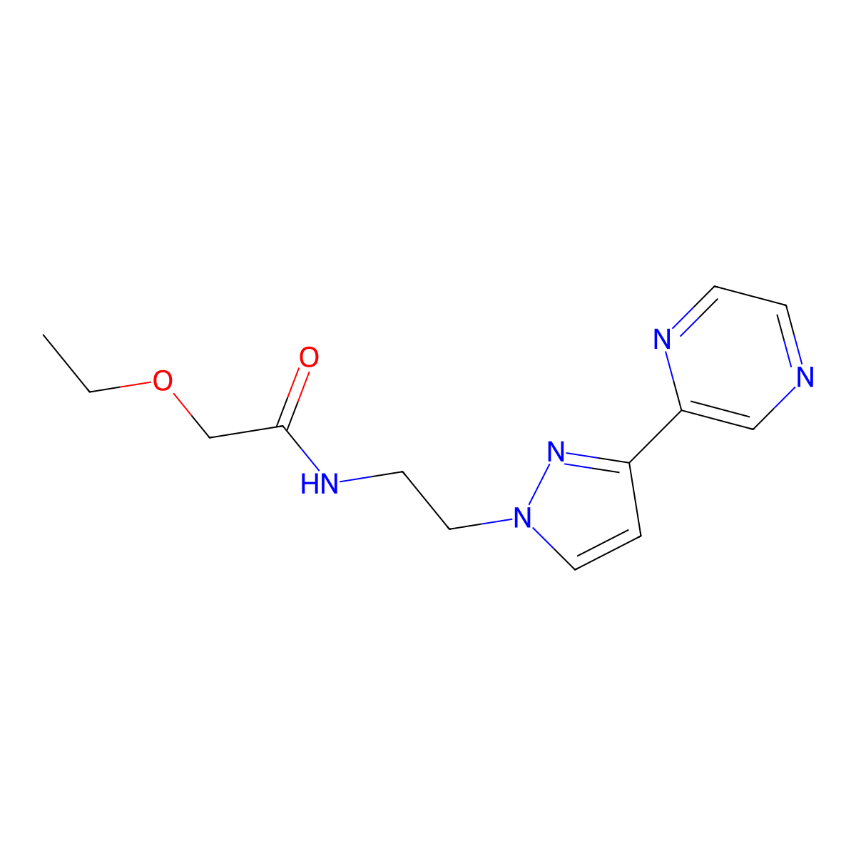 2-ethoxy-N-(2-(3-(pyrazin-2-yl)-1H-pyrazol-1-yl)ethyl)acetamide molecular structure, CAS 2034414-64-5